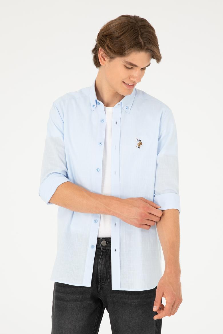 Erkek Mavi Uzun Kollu Basic Gömlek - 50282588020