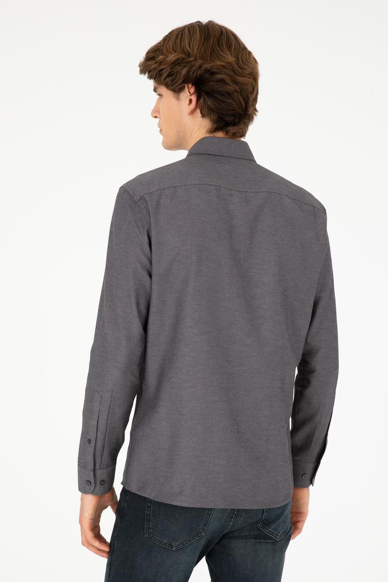 Erkek Antrasit Uzun Kollu Basic Gömlek - 50293427020
