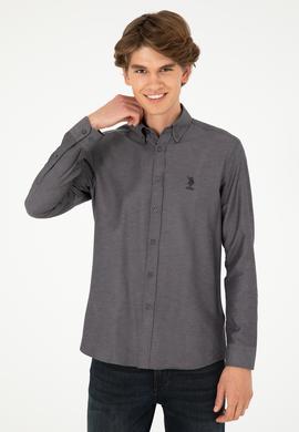 Erkek Antrasit Uzun Kollu Basic Gömlek - 50293427020