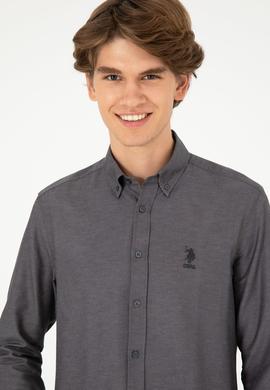 Erkek Antrasit Uzun Kollu Basic Gömlek - 50293427020