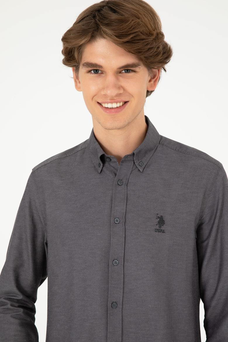 Erkek Antrasit Uzun Kollu Basic Gömlek - 50293427020