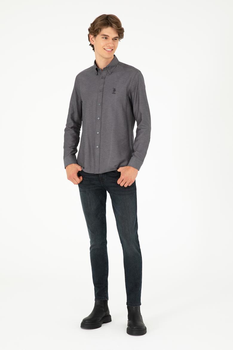 Erkek Antrasit Uzun Kollu Basic Gömlek - 50293427020