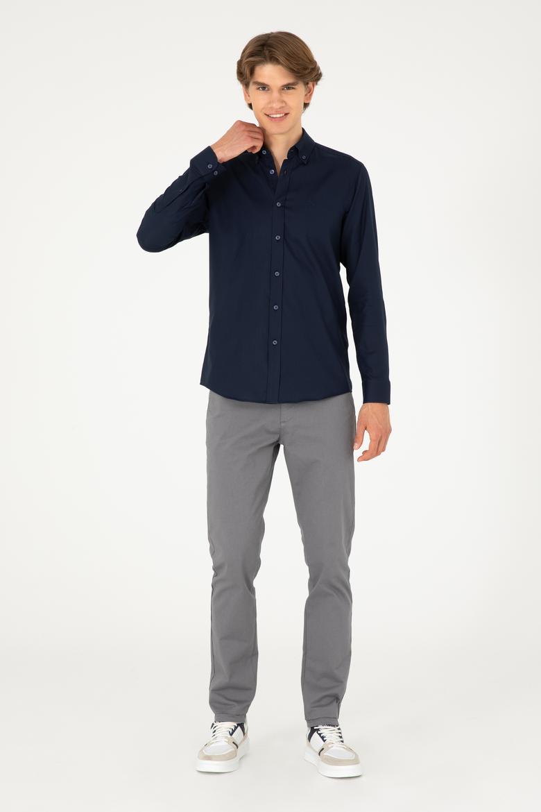 Erkek Lacivert Uzun Kollu Basic Gömlek - 50293920049