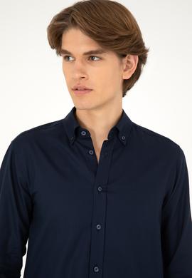 Erkek Lacivert Uzun Kollu Basic Gömlek - 50293920049