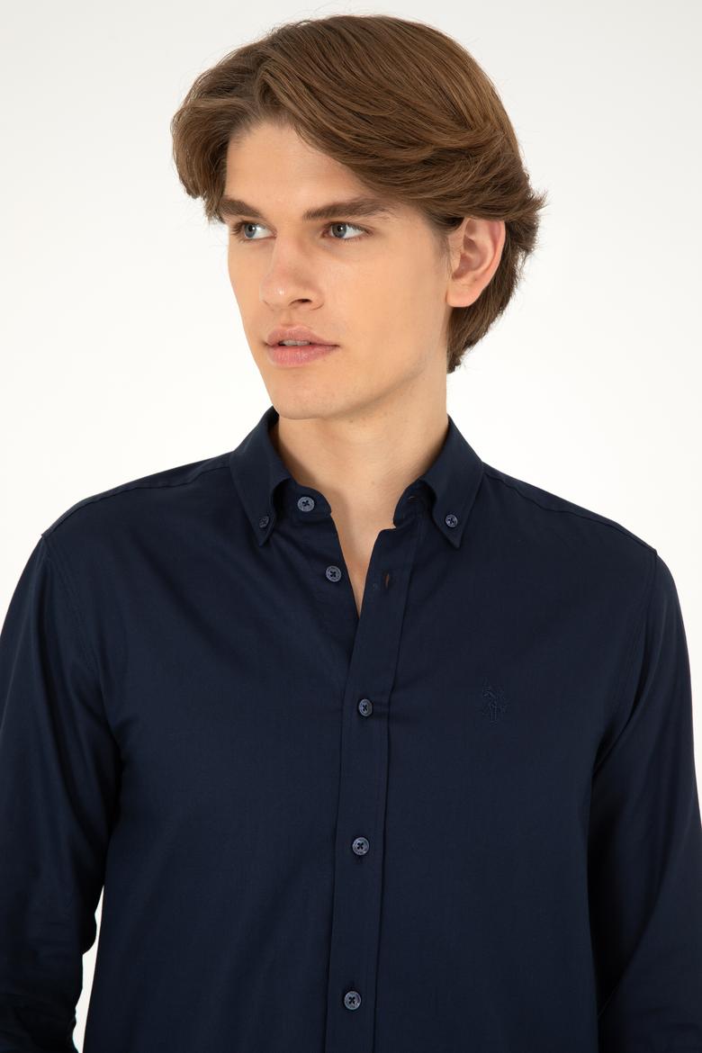 Erkek Lacivert Uzun Kollu Basic Gömlek - 50293920049