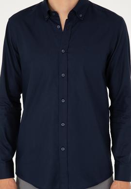 Erkek Lacivert Uzun Kollu Basic Gömlek - 50293920049