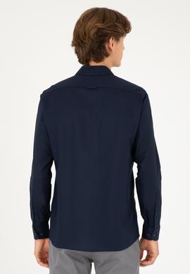 Erkek Lacivert Uzun Kollu Basic Gömlek - 50293920049