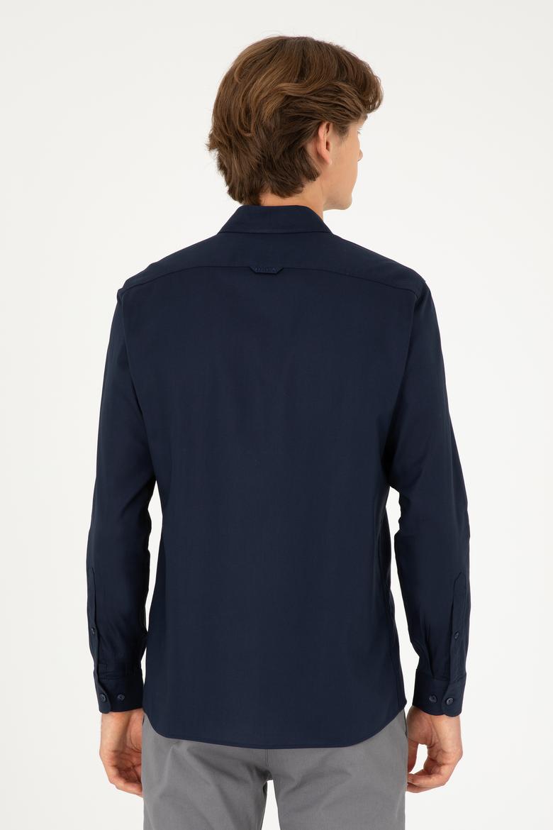Erkek Lacivert Uzun Kollu Basic Gömlek - 50293920049
