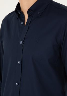 Erkek Lacivert Uzun Kollu Basic Gömlek - 50293920049