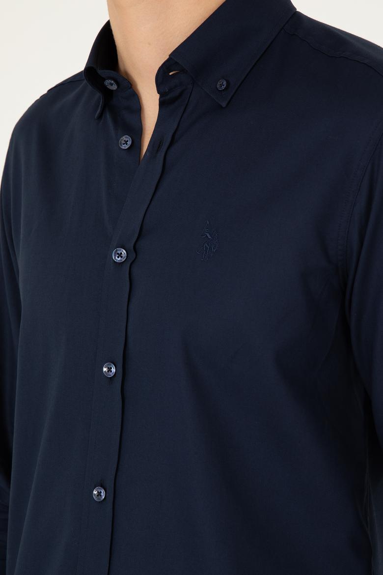 Erkek Lacivert Uzun Kollu Basic Gömlek - 50293920049