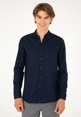 Erkek Lacivert Uzun Kollu Basic Gömlek - 50293920049