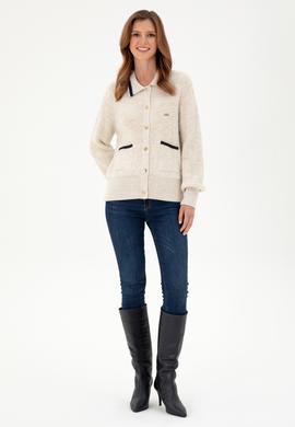 Kadın Krem Triko Hırka - 50293099016