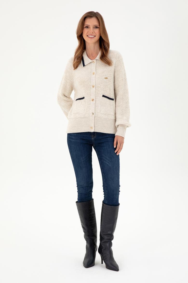 Kadın Krem Triko Hırka - 50293099016