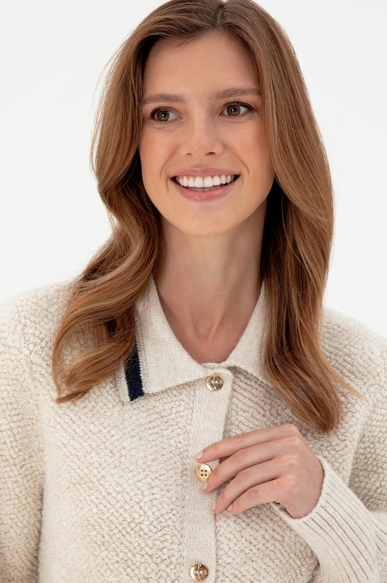 Kadın Krem Triko Hırka