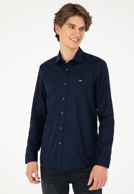 Erkek Lacivert Uzun Kollu Basic Gömlek - 50293948042