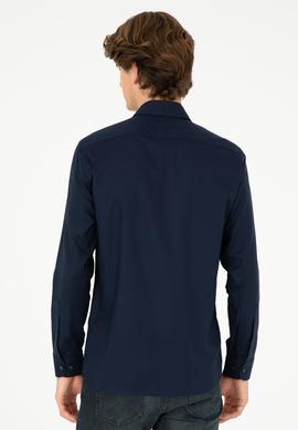 Erkek Lacivert Uzun Kollu Basic Gömlek - 50293948042