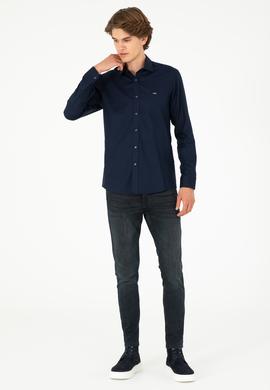 Erkek Lacivert Uzun Kollu Basic Gömlek - 50293948042