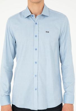 Erkek Saks Uzun Kollu Basic Gömlek - 50293948058