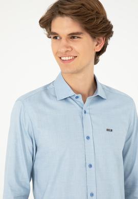 Erkek Saks Uzun Kollu Basic Gömlek - 50293948058