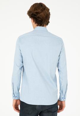Erkek Saks Uzun Kollu Basic Gömlek - 50293948058