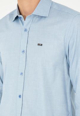 Erkek Saks Uzun Kollu Basic Gömlek - 50293948058