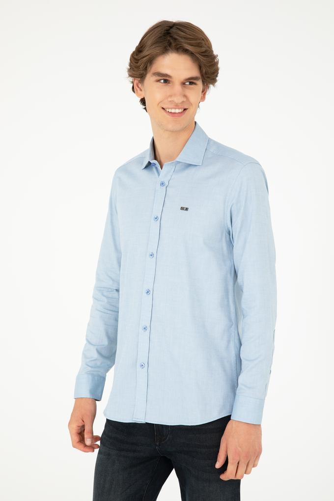 Erkek Saks Uzun Kollu Basic Gömlek