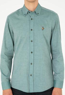 Erkek Koyu Yeşil Uzun Kollu Basic Gömlek - 50295675097