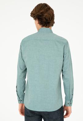 Erkek Koyu Yeşil Uzun Kollu Basic Gömlek - 50295675097