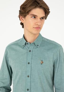 Erkek Koyu Yeşil Uzun Kollu Basic Gömlek - 50295675097