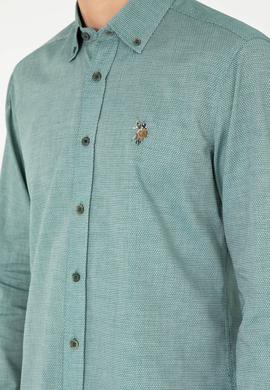 Erkek Koyu Yeşil Uzun Kollu Basic Gömlek - 50295675097