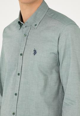 Erkek Koyu Yeşil Uzun Kollu Basic Gömlek - 50293920076