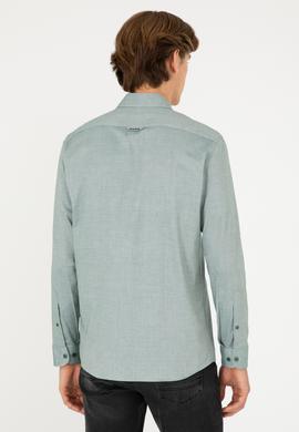 Erkek Koyu Yeşil Uzun Kollu Basic Gömlek - 50293920076