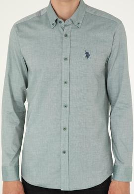 Erkek Koyu Yeşil Uzun Kollu Basic Gömlek - 50293920076