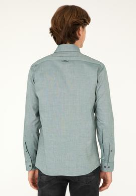 Erkek Koyu Yeşil Uzun Kollu Basic Gömlek - 50293847109