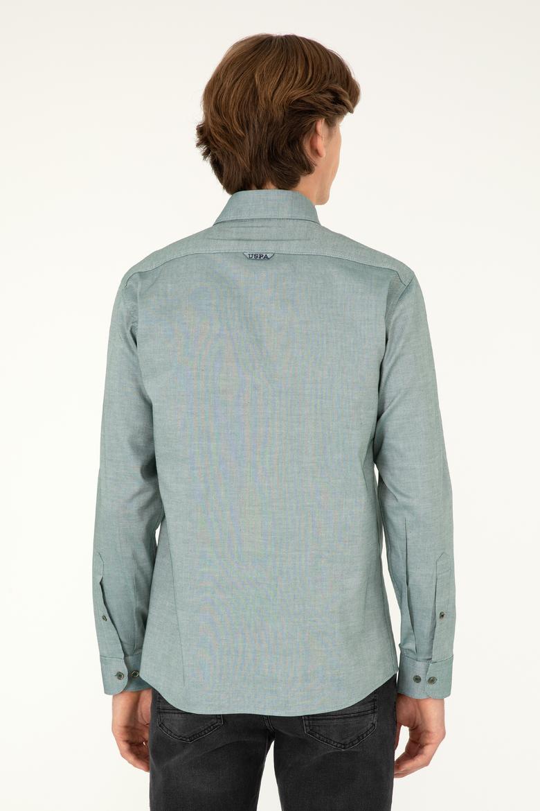 Erkek Koyu Yeşil Uzun Kollu Basic Gömlek - 50293847109