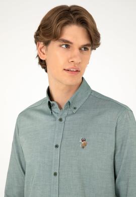 Erkek Koyu Yeşil Uzun Kollu Basic Gömlek - 50293847109