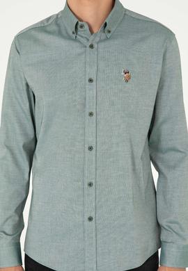 Erkek Koyu Yeşil Uzun Kollu Basic Gömlek - 50293847109