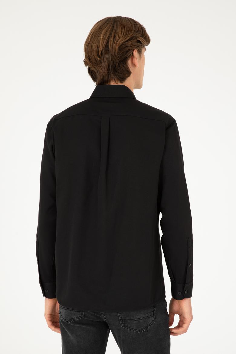 Erkek Siyah Uzun Kollu Basic Gömlek - 50293437089