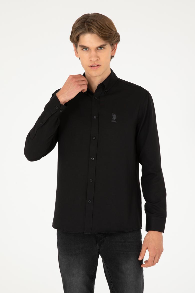 Erkek Siyah Uzun Kollu Basic Gömlek - 50293437089