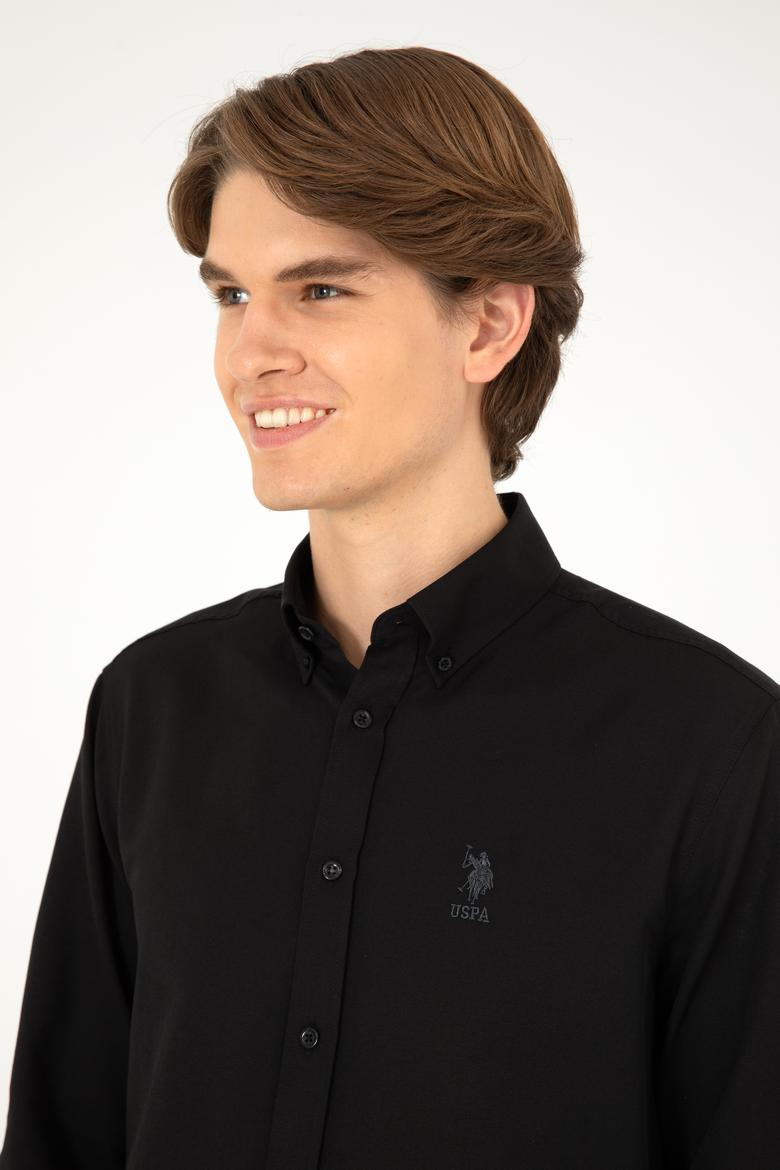 Erkek Siyah Uzun Kollu Basic Gömlek - 50293437089