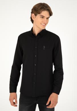 Erkek Siyah Uzun Kollu Basic Gömlek - 50293437089