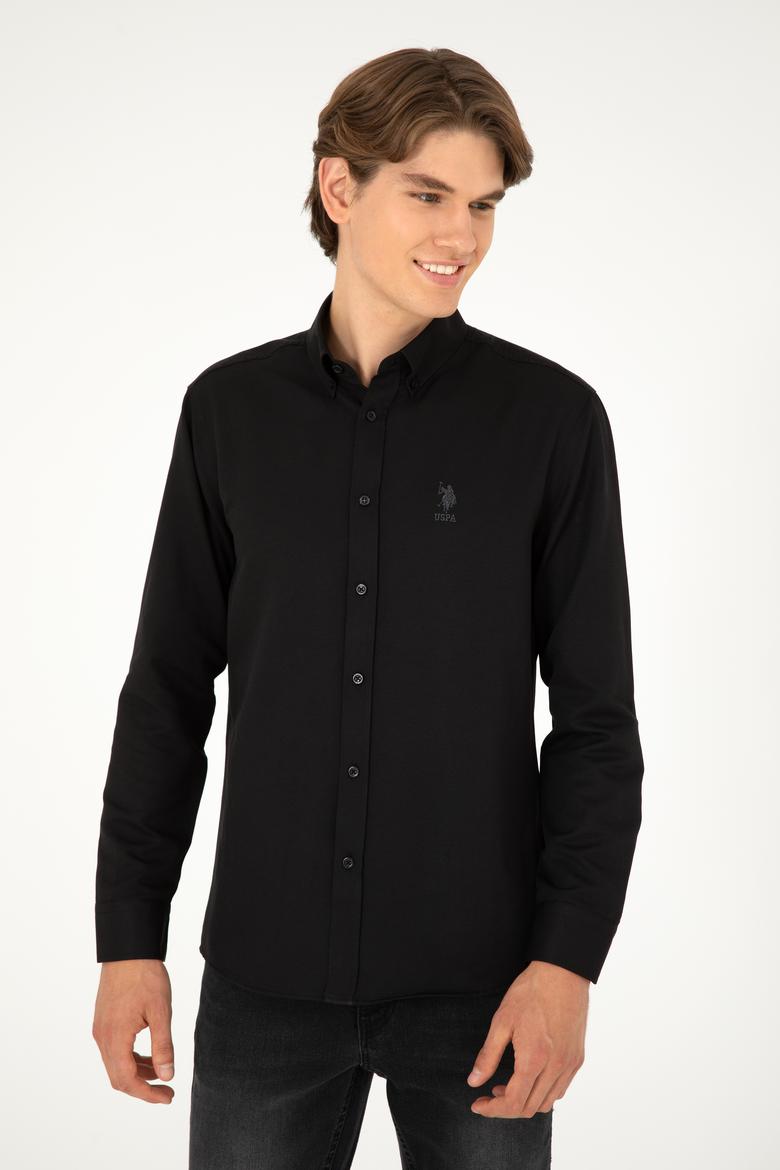 Erkek Siyah Uzun Kollu Basic Gömlek