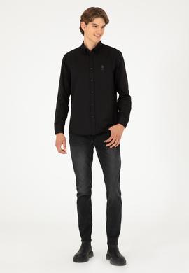 Erkek Siyah Uzun Kollu Basic Gömlek - 50293437089