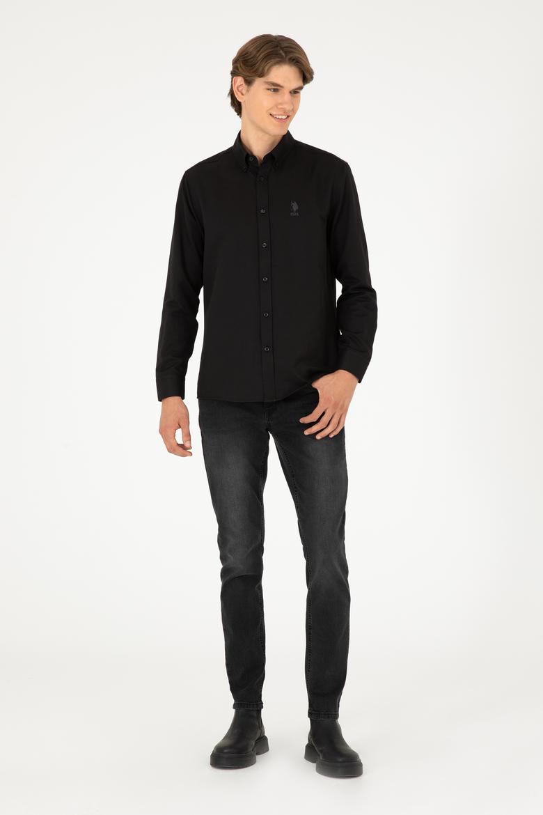 Erkek Siyah Uzun Kollu Basic Gömlek - 50293437089