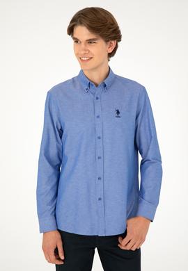 Erkek Saks Uzun Kollu Basic Gömlek - 50293437080