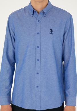 Erkek Saks Uzun Kollu Basic Gömlek - 50293437080