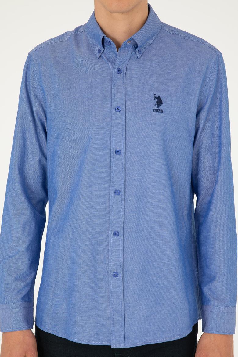 Erkek Saks Uzun Kollu Basic Gömlek - 50293437080