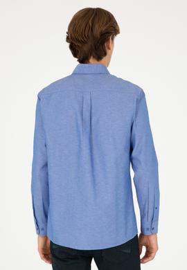 Erkek Saks Uzun Kollu Basic Gömlek - 50293437080