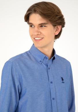 Erkek Saks Uzun Kollu Basic Gömlek - 50293437080