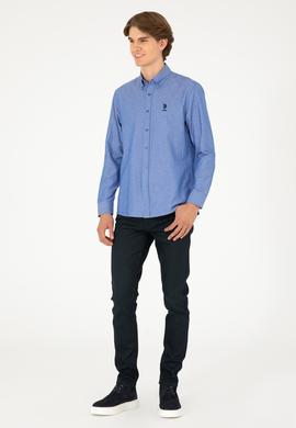 Erkek Saks Uzun Kollu Basic Gömlek - 50293437080